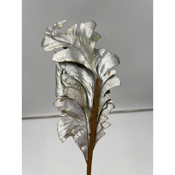 Frontgate Holiday Collection Gold & Silver Leaf Picks Set Of 6 Glitter Acanthus - Picture 3 of 7